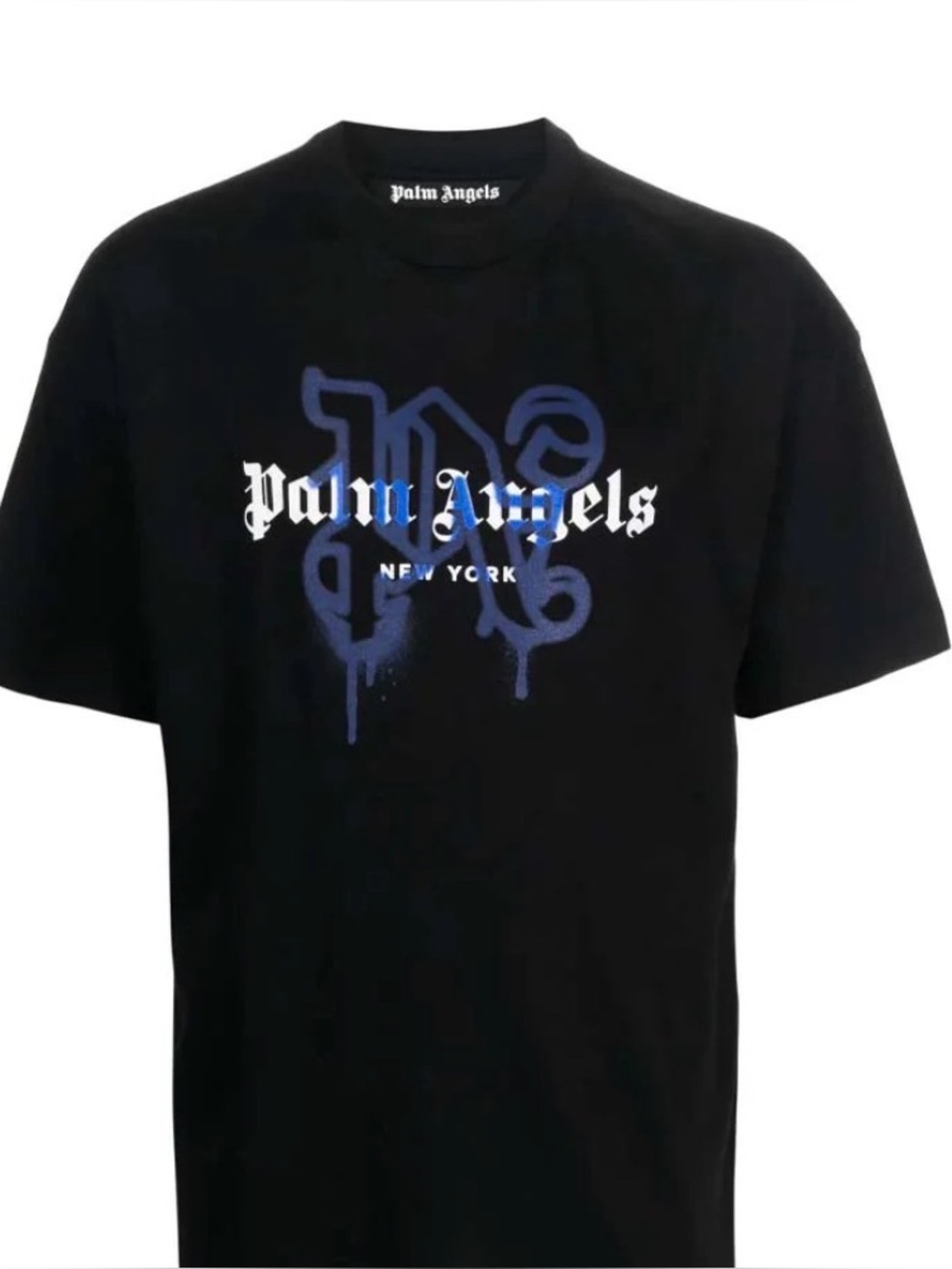 PALM ANGELS NEW YORK MONOGRAM SPRAY TEE BLACK